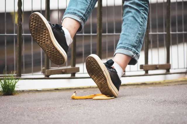 Slip and fall lawyer in Bakersfield inspecting a wet floor hazard on a property owner's premises